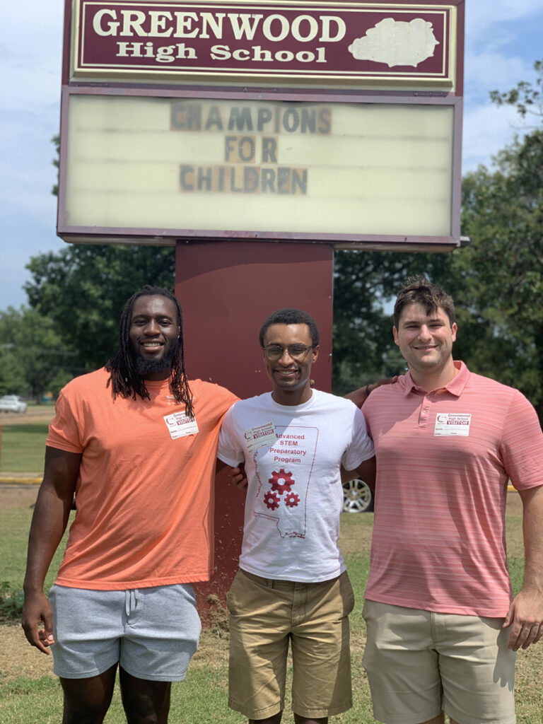 Oso, Ian, and Travis at Greenwood High School in Greenwood, Mississippi